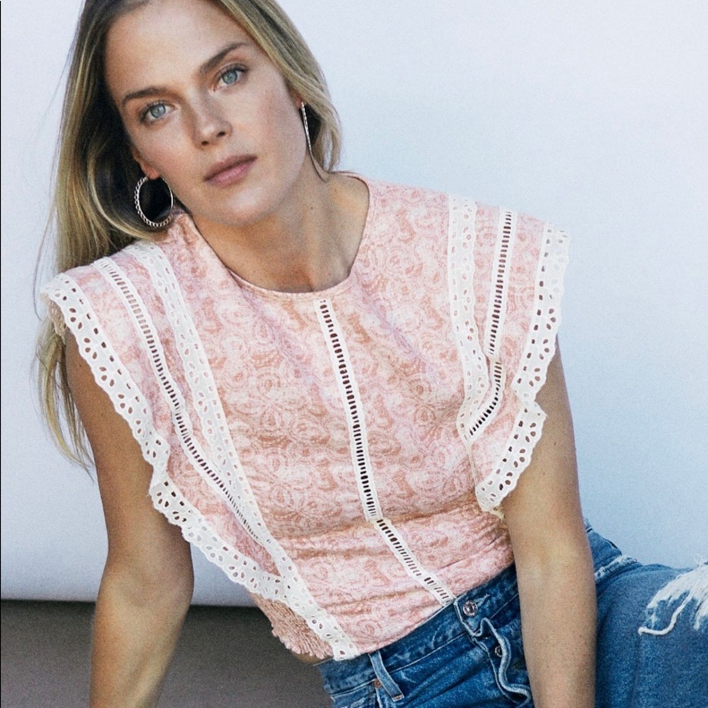 NWT Anthropologie MISA Fantine Ruffled Lace Top XL